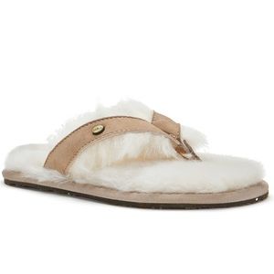 AUSTRALIA LUXE COLLECTIVE Suede Shearling Thong Slippers - Women’s Sizes 7 & 8